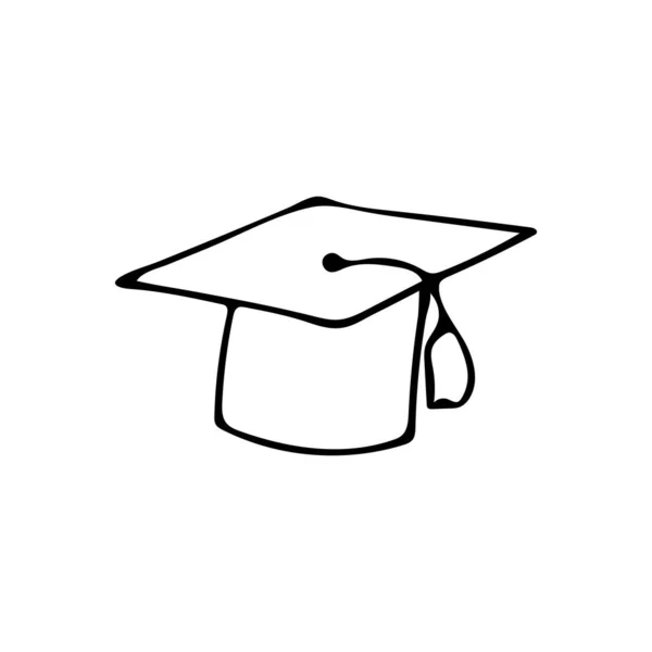 ベクターで卒業帽子のアイコンをドールします 手描きの大学院帽子のアイコンベクトル — ストックベクタ