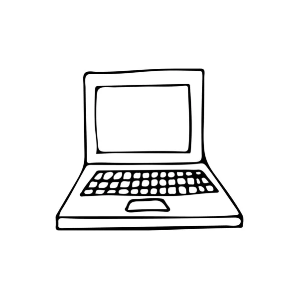 Doodle Ícone Laptop Vetor Ícone Portátil Desenhado Mão Ícone Computador — Vetor de Stock