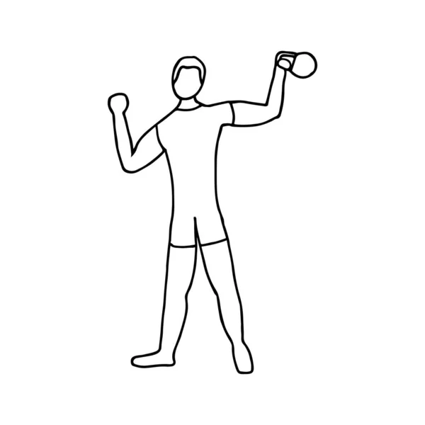 Hombre Levantando Pesas Doodle Atleta Levantando Mancuerna Vector Icono Atleta — Archivo Imágenes Vectoriales