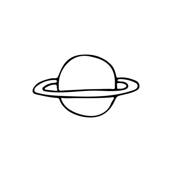 Vektör Olarak Satürn Gezegeninin Ikonunu Göster Elle Çizilmiş Satürn Gezegeni — Stok Vektör