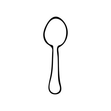Vektör olarak Doodle kaşık simgesi. Vektörde elle çizilmiş kaşık simgesi