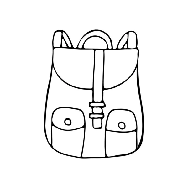 ベクトル内の落書きキャンプバックパックアイコン 手描きのキャンプバックパックのアイコンベクトル — ストックベクタ