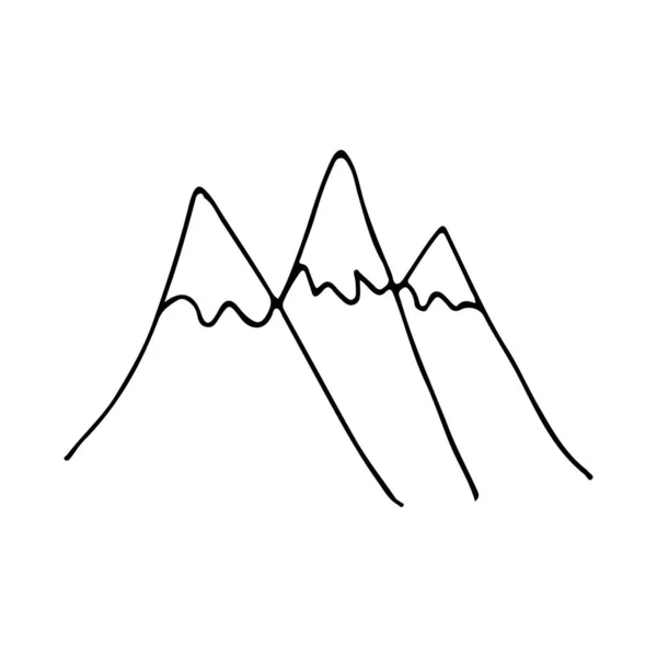 Doodle Montañas Icono Vector Icono Montañas Dibujadas Mano Vector — Vector de stock