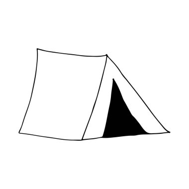 Kamp çadırı karalama ikonu. Vektör olarak el çizimi kamp çadırı karalama simgesi