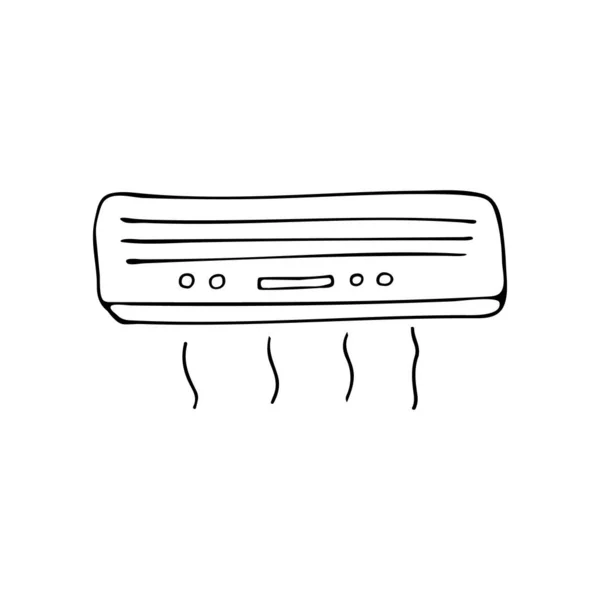 Doodle Air Conditioner Icon Vector 벡터에 손으로 에어컨 아이콘 — 스톡 벡터