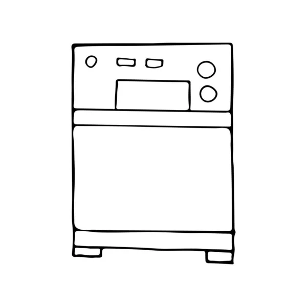 Doodle Dishwasher Icon Vector Hand Drawn Dishwasher Icon Vector — Stock Vector