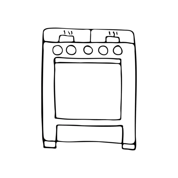 Doodle Gas Stove Icon Vector Hand Drawn Gas Stove Icon — Stock Vector