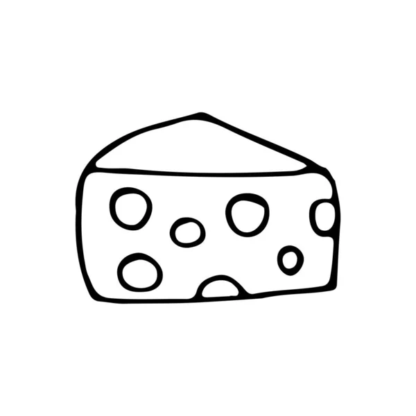 Doodle Holland Icône Fromage Dans Vecteur Isolé Sur Blanc Icône — Image vectorielle