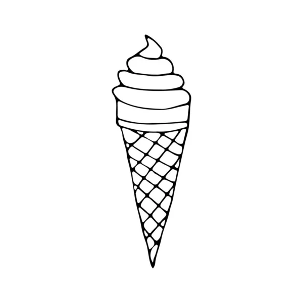 Doodle Icône Crème Glacée Dans Vecteur Icône Crème Glacée Dessinée — Image vectorielle