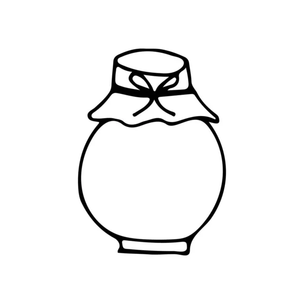 ベクトルにヨーグルト瓶のアイコンをかわす 手描きのジョガート瓶のアイコンベクトル — ストックベクタ