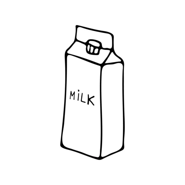 牛乳容器のアイコンをベクトルに入れます 白地に隔離されたベクターに手描きの牛乳容器 ベクトル中のドードルミルクジャグ — ストックベクタ