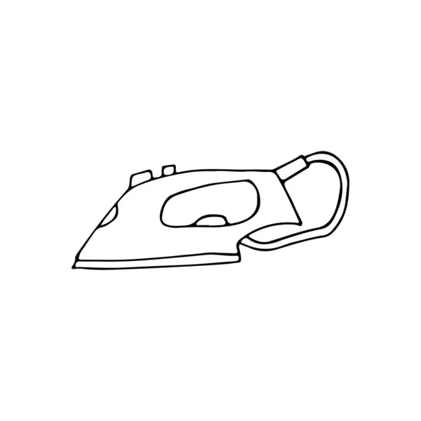 Doodle Smoothing Iron Icon 흰색에 벡터에서 손으로 부드러운 아이콘 — 스톡 벡터