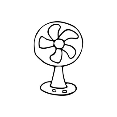 Beyaz üzerine izole edilmiş vektör ikonundaki Doodle vantilatörü. Beyaz üzerine izole edilmiş vektör içinde elle çizilmiş vantilatör simgesi