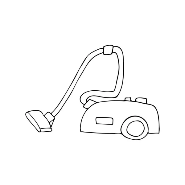 Doodle Icono Aspiradora Vector Aislado Blanco Icono Aspiradora Dibujada Mano — Vector de stock