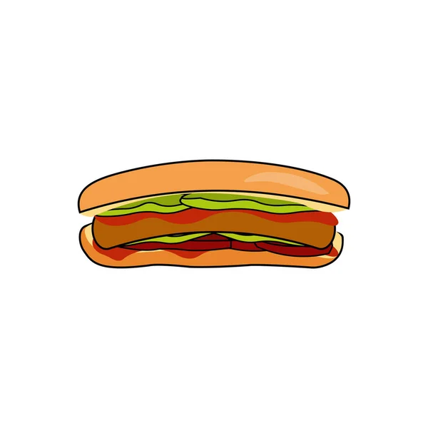 Hotdog Platte Illustratie Vector Geïsoleerd Wit Hot Dog Icoon Vector — Stockvector