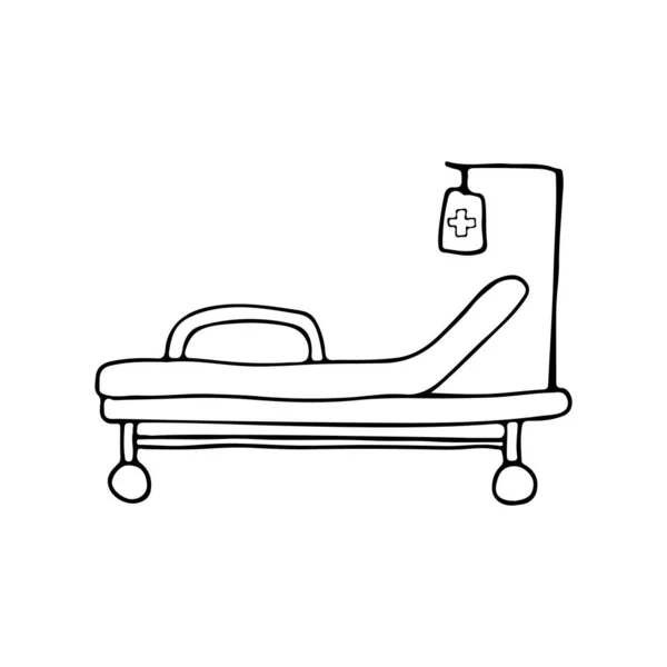 Doodle Hastanesi 'nin yatak ikonu. Elle çizilmiş hastane yatağı simgesi.