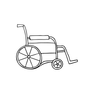 Tekerlekli sandalye ikonu. Vektör olarak el çizimi tekerlekli sandalye simgesi