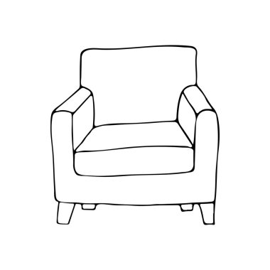 Koltuk el çizimi simgesi vektörde. Vektör olarak karalama koltuğu simgesi