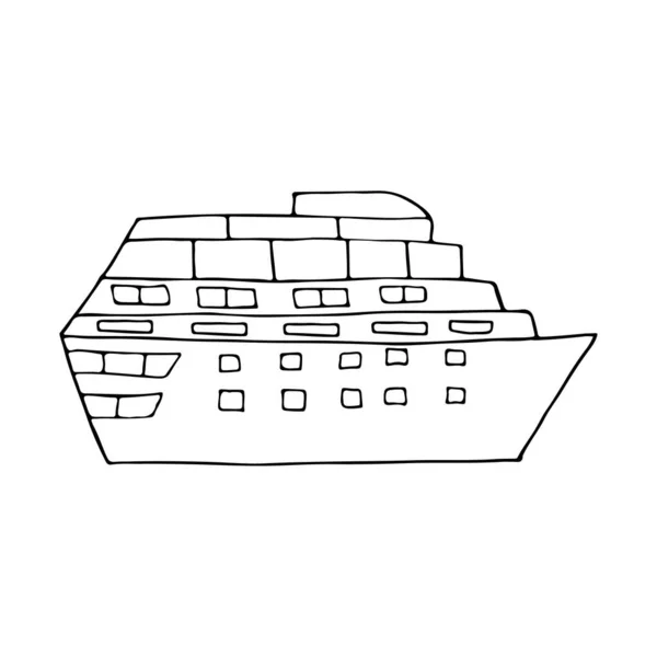ベクトルのクルーズ船のドアのアイコン 手描きのクルーズ船のイラストベクトル ドードルクルーズ船のイラスト — ストックベクタ
