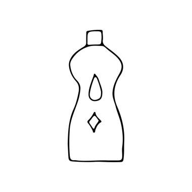 Deterjan şişesi karalama ikonu. Vektör olarak el çizimi deterjan şişesi simgesi