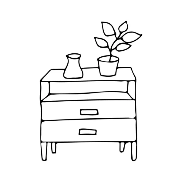 Cupboard Flower Doodle Cupboard Icon Vector Hand Drawn Cupboard Icon — Stock Vector