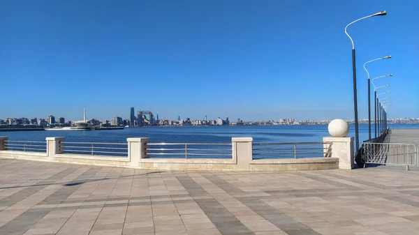 Meerblick Vom Boulevard Der Stadt Baku Und Dem Kaspischen Meer — Stockfoto