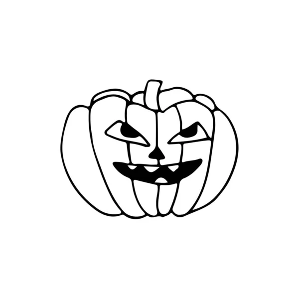 Halloween Pumpkin Doodle Icon Vector Hand Drawn Halloween Pumpkin Icon — Stock Vector