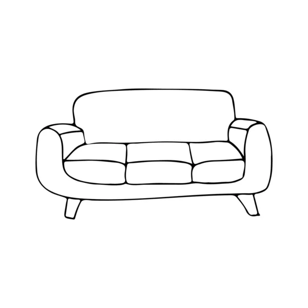 Gekritzeltes Sofa Symbol Vektor Handgezeichnetes Sofa Symbol Vektor Illustration Doodle — Stockvektor