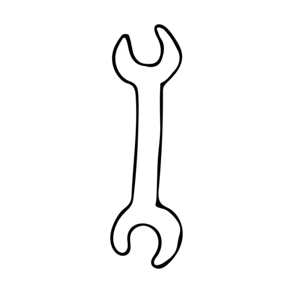 Wrench Bouwgereedschap Doodle Icoon Handgetekende Moersleutel Doodle Reparatie Icoon Vector — Stockvector