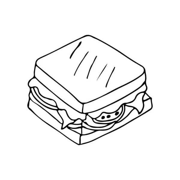 Sandwich Doodle Icon Vector Hand Drawn Sandwich Icon Vector — Stock Vector