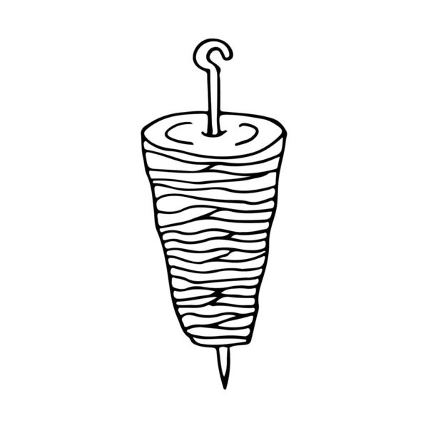 Illustration Doodle Viande Shawarma Icône Viande Shawarma Dessinée Main Dans — Image vectorielle