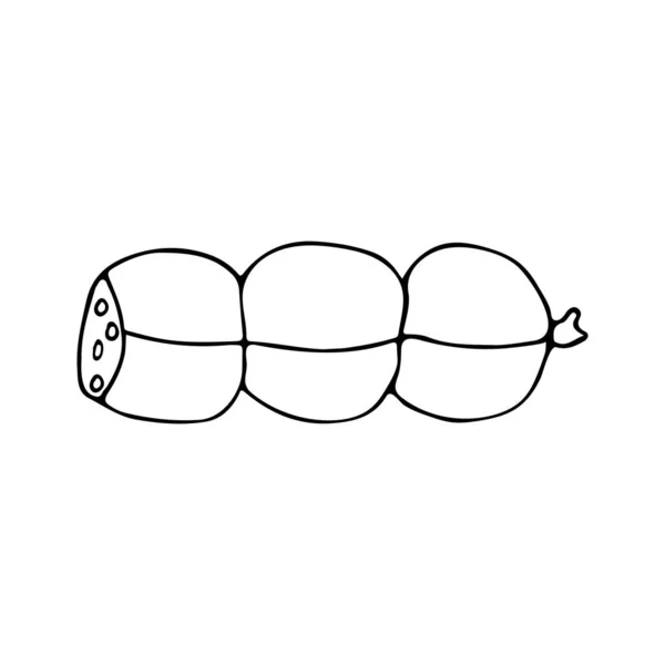 矢量中的Salami Doodle示例 手工绘制的香肠图标在矢量 矢量中的涂鸦香肠图标 — 图库矢量图片