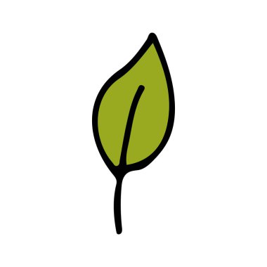 Yeşil yaprağın düz çizimi. Vektör içinde yeşil yaprak simgesi