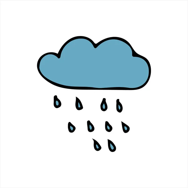 Nube Lluviosa Colorida Ilustración Plana Icono Plano Nube Con Lluvia — Archivo Imágenes Vectoriales