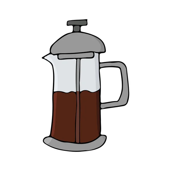 Frech Press Kahve Makinesi Ikonu Vektör Içinde Düz Kahve Makinesi — Stok Vektör