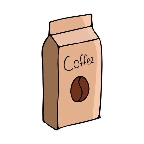 Papierowa Ilustracja Torby Wektorze Kolorowa Ikona Papierowej Torebki Kawą Wektorze — Wektor stockowy