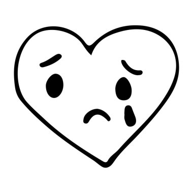 Ağlayan karalama simgesi ocak şeklinde. Vektörde el çizimi ağlayan simge simgesi