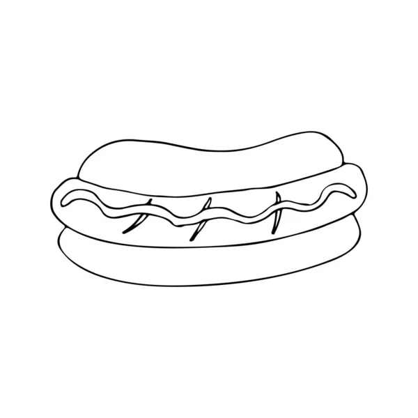 Doodle Hot Dog Εικονογράφηση Διάνυσμα Χειροποίητη Εικόνα Χοτ Ντογκ Διάνυσμα — Διανυσματικό Αρχείο