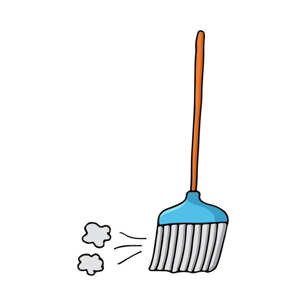 Flat broom illustration in vector. Colorful doodle illustration in vector. Colorful broom icon in vector