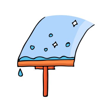 Renkli karalama pencere yıkama mog illüstrasyonu. Vektörde renkli pencere temizleme mog simgesi