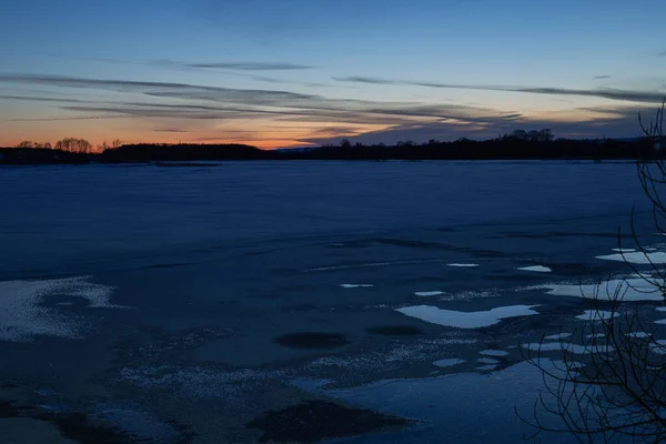 Winterdam Lange Blootstelling — Stockfoto