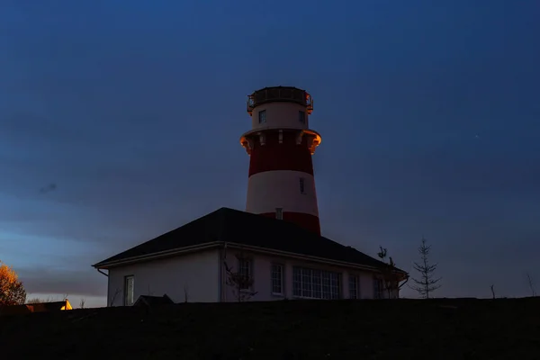 Faro Sul Mare Tramonto — Foto Stock