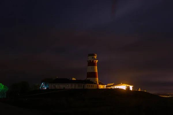 lighthouse on the sea against the night sky