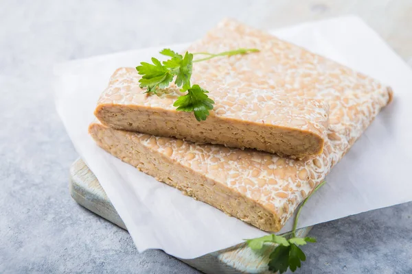 Tempe Tempeh Tradiční Sójový Produkt Pocházející Indonésie Vyrábí Přirozeným Kulturním — Stock fotografie