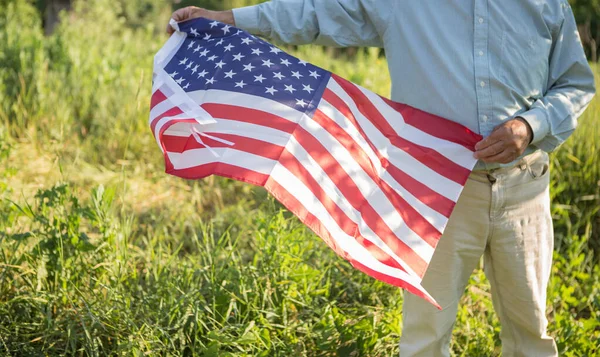 Patriotic Senior Man Celebrates Usa Independence Day 4Th July National — Stock Photo, Image