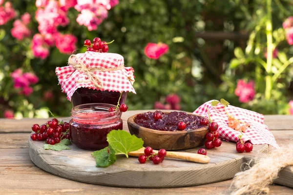 Hausgemachte Johannisbeermarmelade Frische Beeren Von Johannisbeeren Konzept Kochen Confiture — Stockfoto