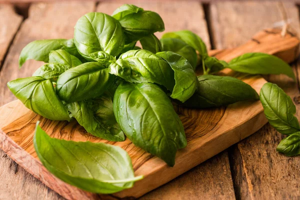 Gröna Blad Genovese Basilika Ocimum Basilicum Italienska Köket Koncept — Stockfoto