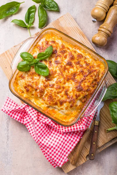 Deliciosa Lasanha Italiana Tradicional Feita Com Molho Carne Picada Bolonhesa — Fotografia de Stock