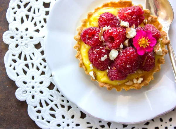 Närbild Välsmakande Dessert Bakgrunden — Stockfoto