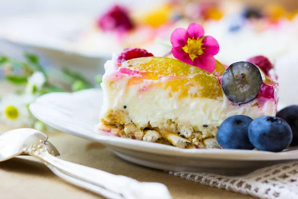 Nahaufnahme Von Leckerem Dessert Hintergrund — Stockfoto